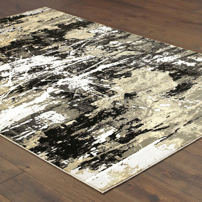 Bowen 109E2 Black/ Gold Indoor Area Rug - 3'10" x 5'5"