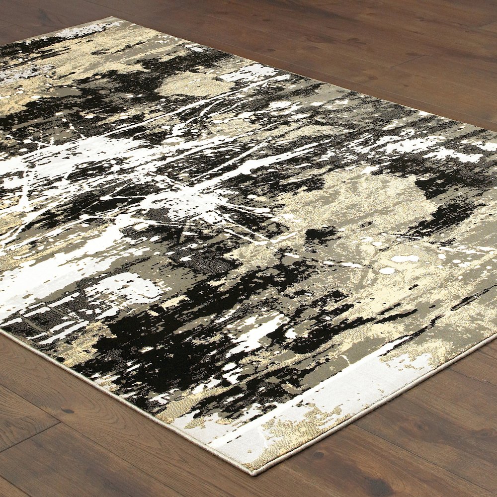 Bowen 109E2 Black/ Gold Indoor Area Rug - 5'3" x 7'6"