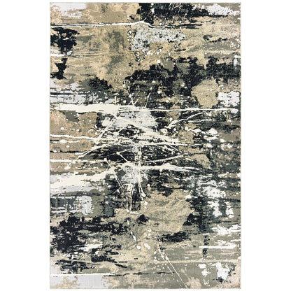 Bowen 109E2 Black/ Gold Indoor Area Rug - 5'3" x 7'6"