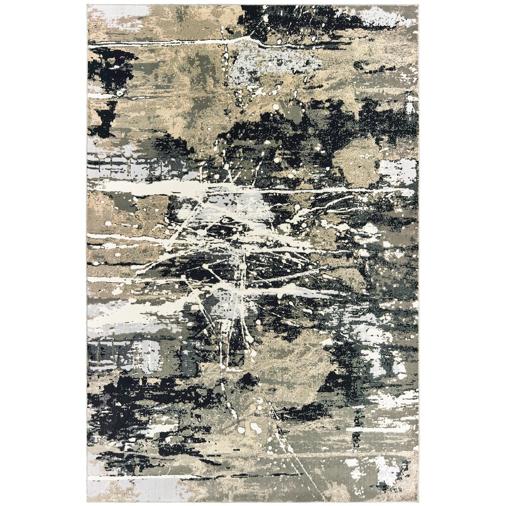 Bowen 109E2 Black/ Gold Indoor Area Rug - 9'10" x 12'10"