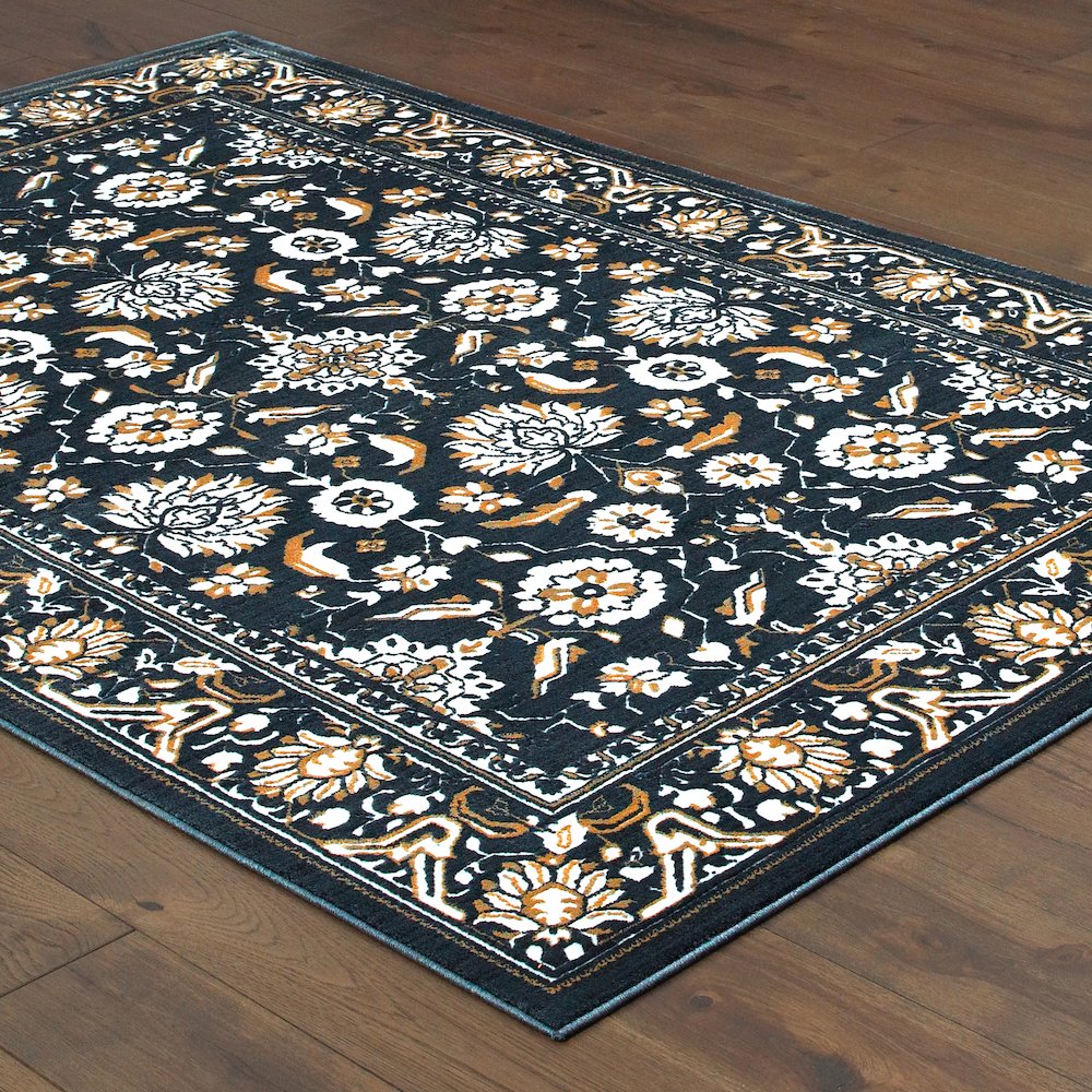 Bowen 534L2 Navy/ Gold Indoor Area Rug - 3'10" x 5'5"