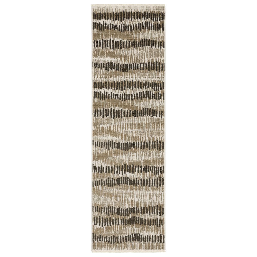 Bauer 8120D Beige/ Charcoal Indoor Area Rug - 2'3" x 7'6"