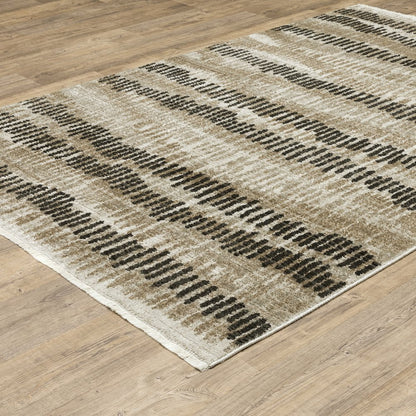 Bauer 8120D Beige/ Charcoal Indoor Area Rug - 3'10" x 5'5"