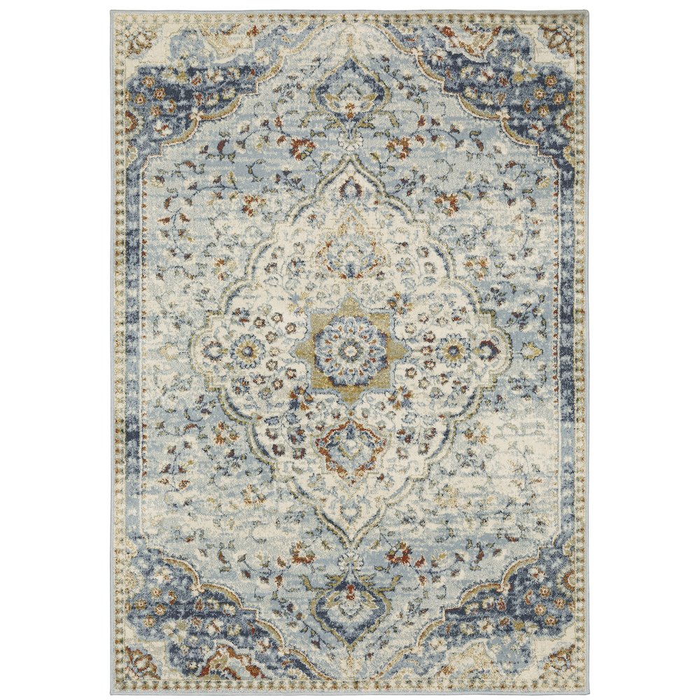 Branson BR01A Blue/ Multi Indoor Area Rug - 6'7" x 9'2"
