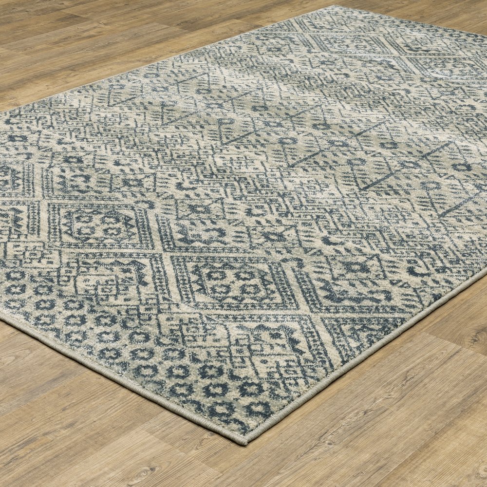 Branson BR02A Blue/ Beige Indoor Area Rug - 1'10" x 7'3"