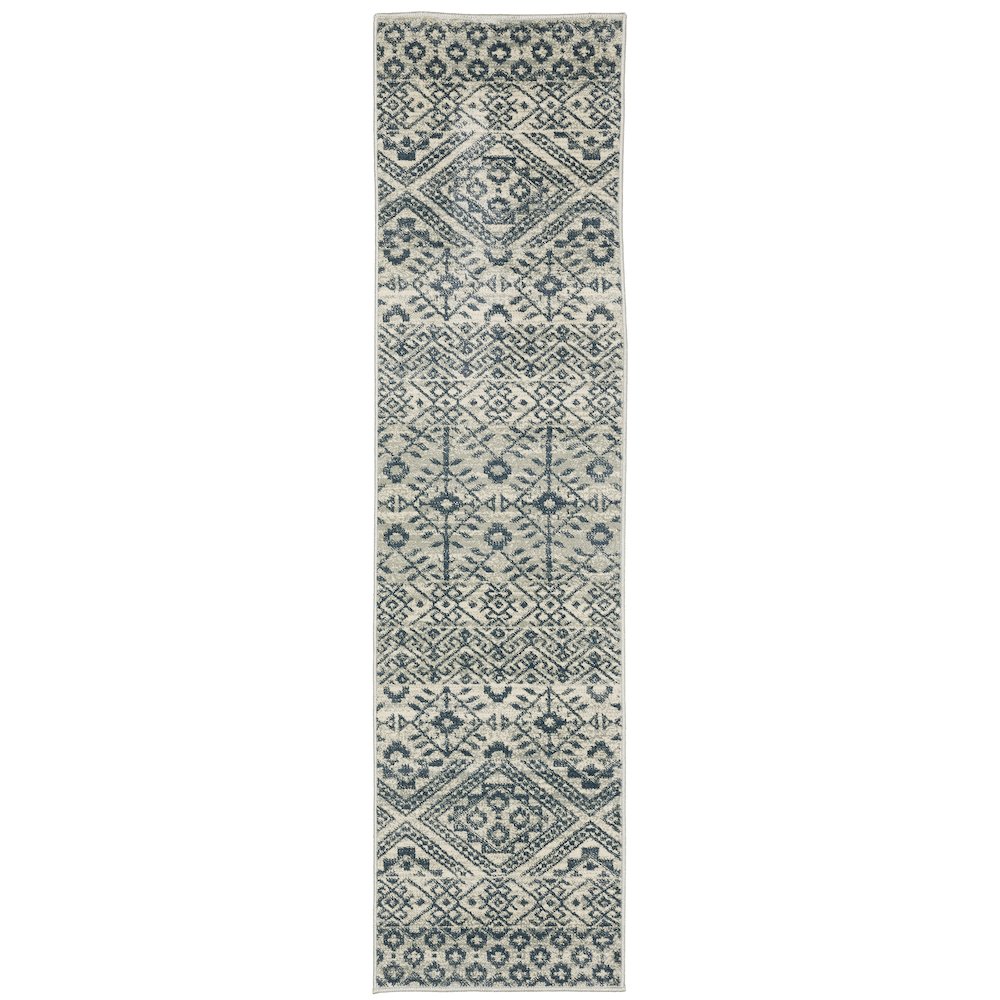 Branson BR02A Blue/ Beige Indoor Area Rug - 1'10" x 7'3"