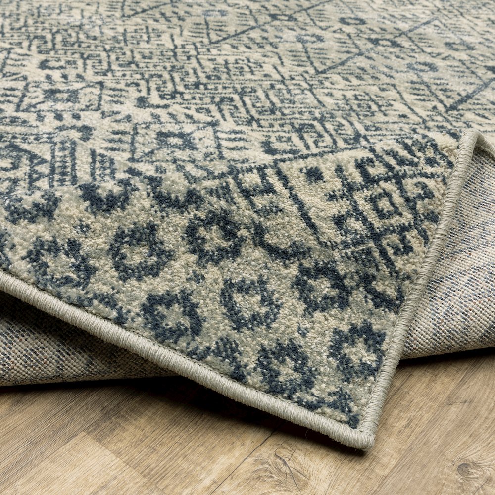 Branson BR02A Blue/ Beige Indoor Area Rug - 1'10" x 7'3"