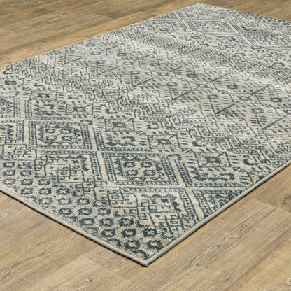 Branson BR02A Blue/ Beige Indoor Area Rug - 6'7" x 9'2"