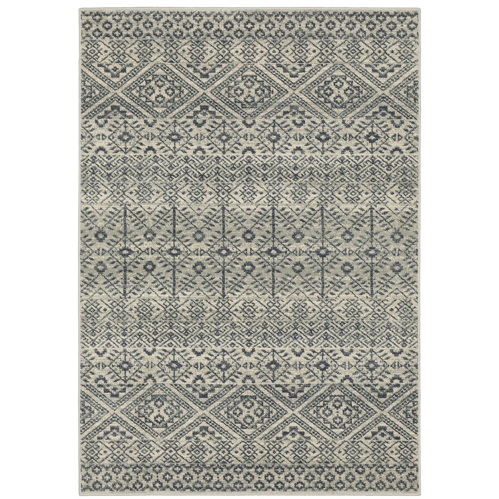 Branson BR02A Blue/ Beige Indoor Area Rug - 6'7" x 9'2"
