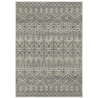 Branson BR02A Blue/ Beige Indoor Area Rug - 6'7" x 9'2"