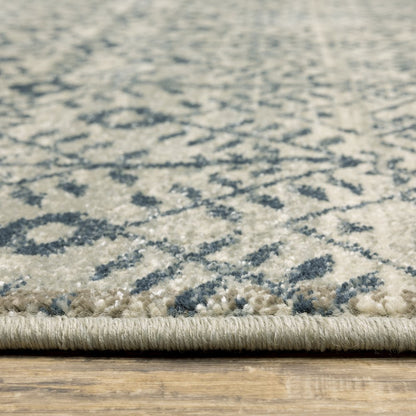 Branson BR02A Blue/ Beige Indoor Area Rug - 6'7" x 9'2"