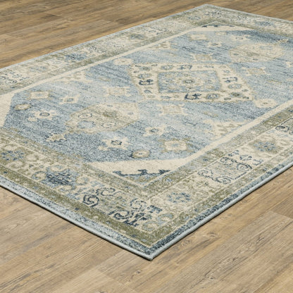 Branson BR03A Blue/ Grey Indoor Area Rug - 5'3" x 7'3"
