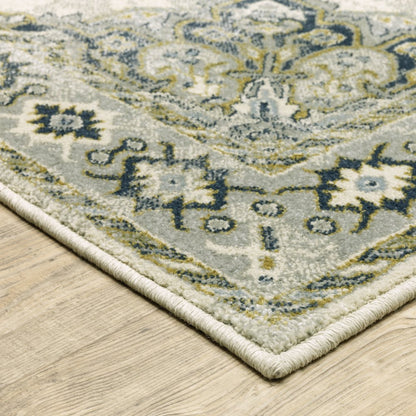 Branson BR04B Ivory/ Blue Indoor Area Rug - 6'7" x 9'2"