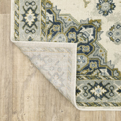 Branson BR04B Ivory/ Blue Indoor Area Rug - 6'7" x 9'2"