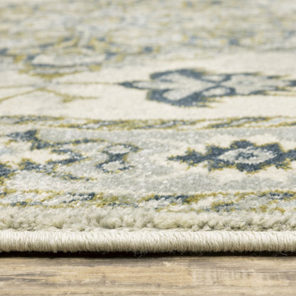 Branson BR04B Ivory/ Blue Indoor Area Rug - 6'7" x 9'2"