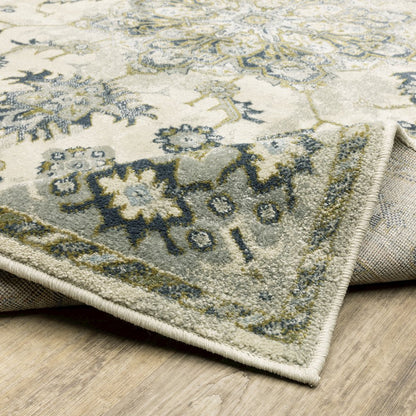 Branson BR04B Ivory/ Blue Indoor Area Rug - 6'7" x 9'2"