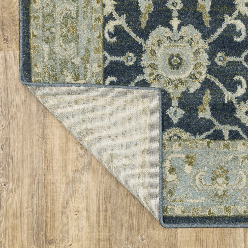 Branson BR05A Teal Blue/ Ivory Indoor Area Rug - 6'7" x 9'2"