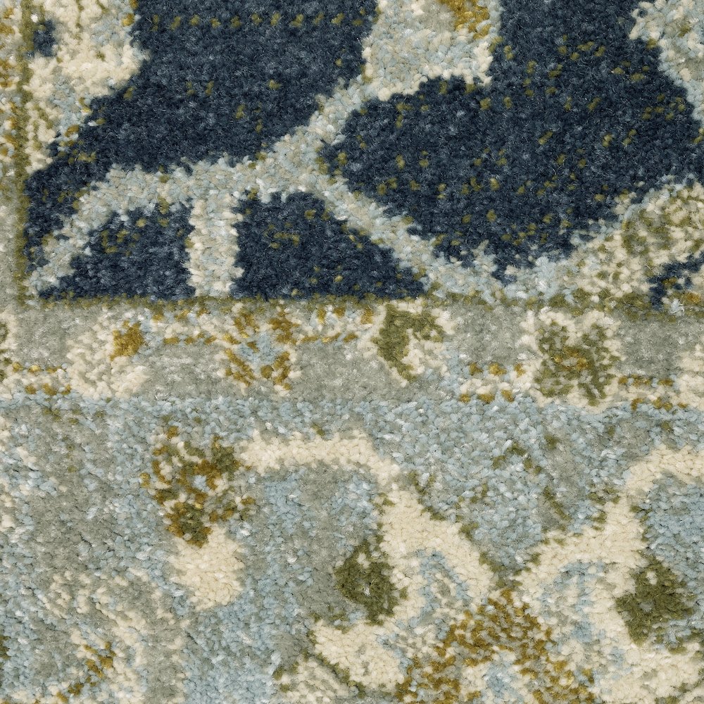 Branson BR05A Teal Blue/ Ivory Indoor Area Rug - 6'7" x 9'2"