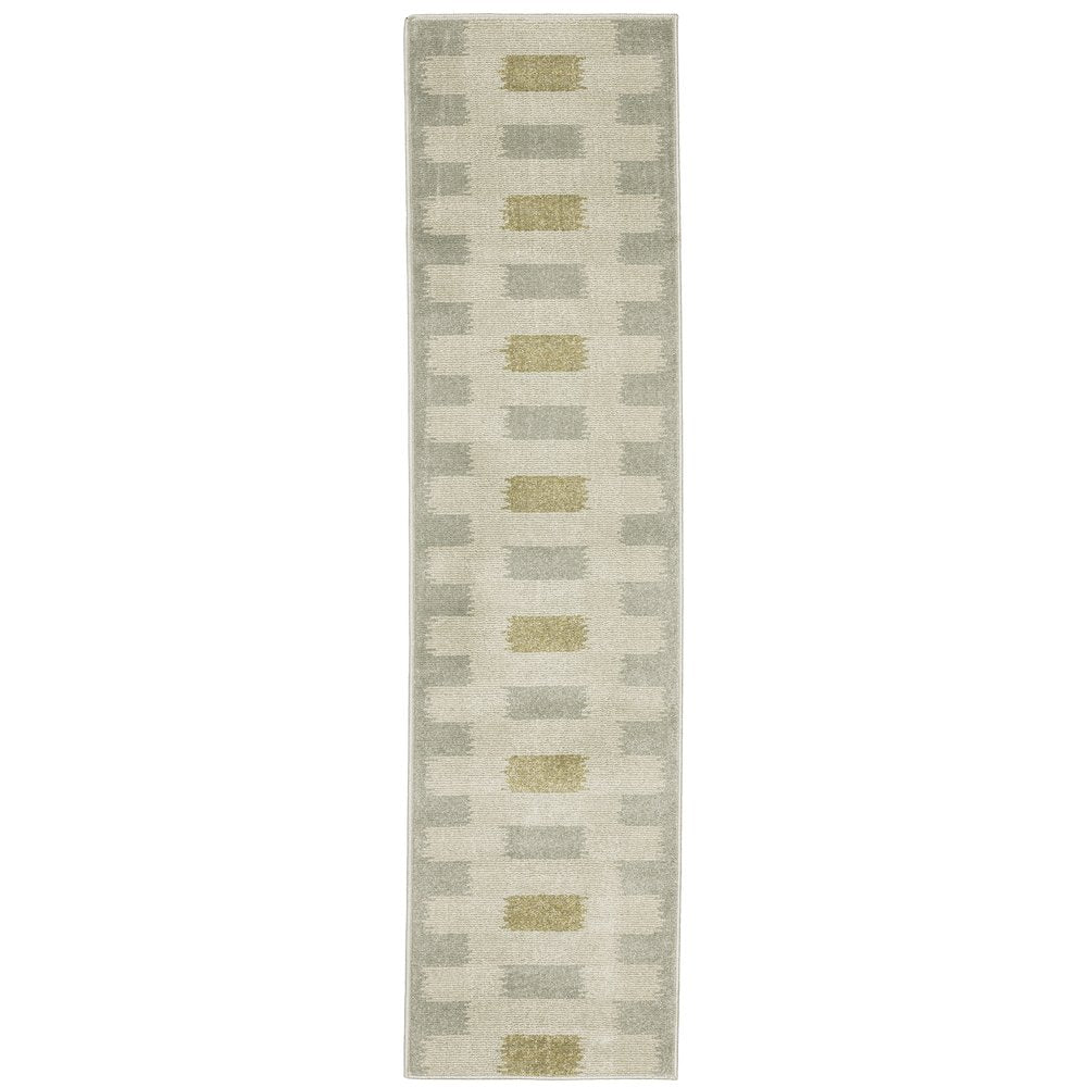 Branson BR09A Beige/ Grey Indoor Area Rug - 1'10" x 7'3"