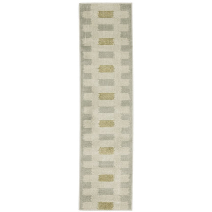 Branson BR09A Beige/ Grey Indoor Area Rug - 1'10" x 7'3"