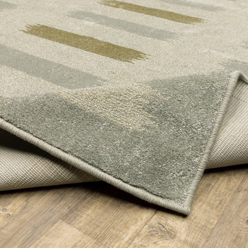 Branson BR09A Beige/ Grey Indoor Area Rug - 1'10" x 7'3"