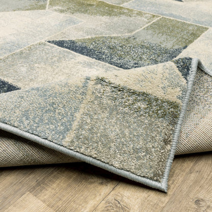 Branson BR10A Blue/ Green Indoor Area Rug - 3'3" x 5'
