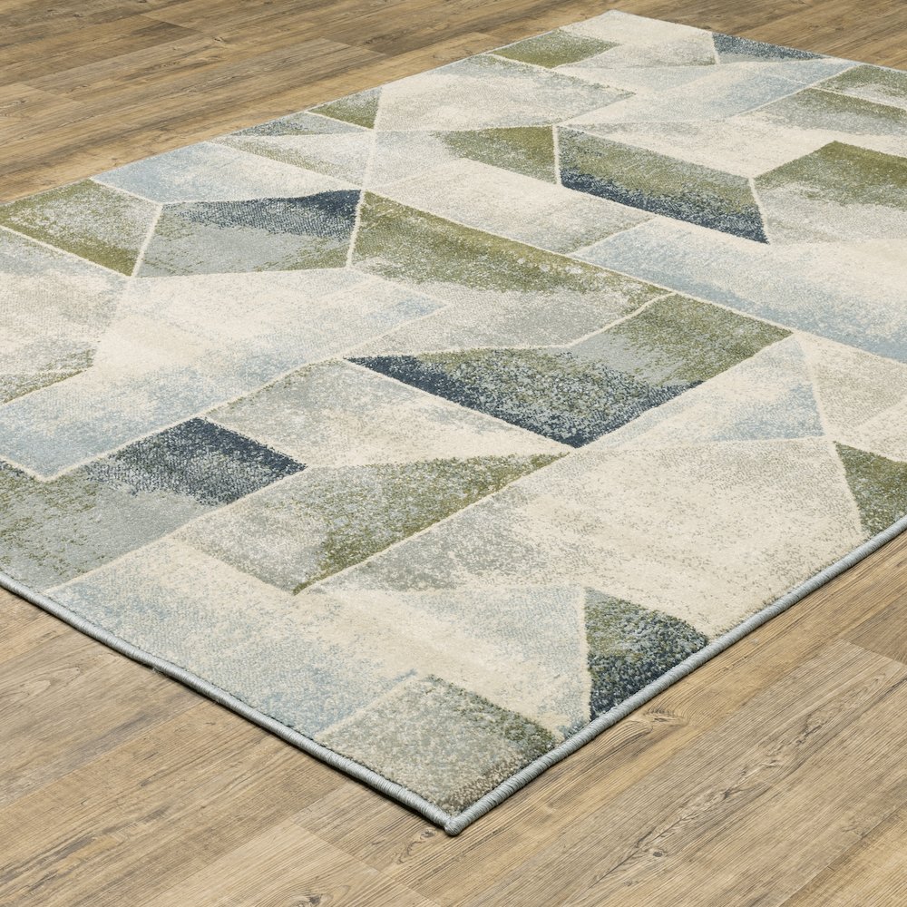 Branson BR10A Blue/ Green Indoor Area Rug - 5'3" x 7'3"