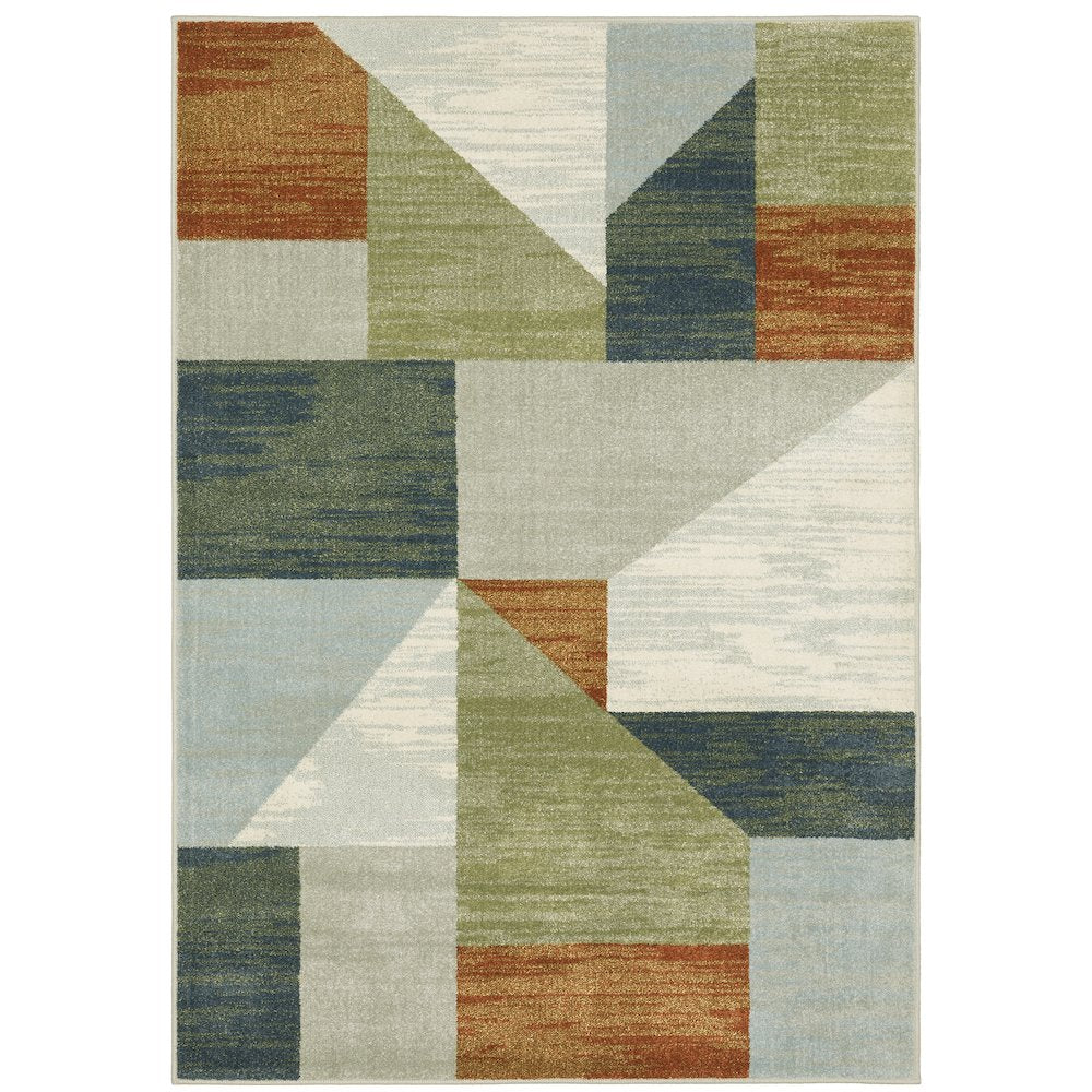 Branson BR11A Grey/ Multi Indoor Area Rug - 6'7" x 9'2"