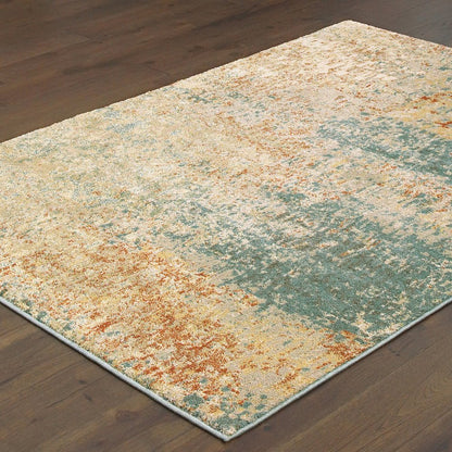 Carson 9654B Blue/ Orange Indoor Area Rug - 6'7" x 9'2"