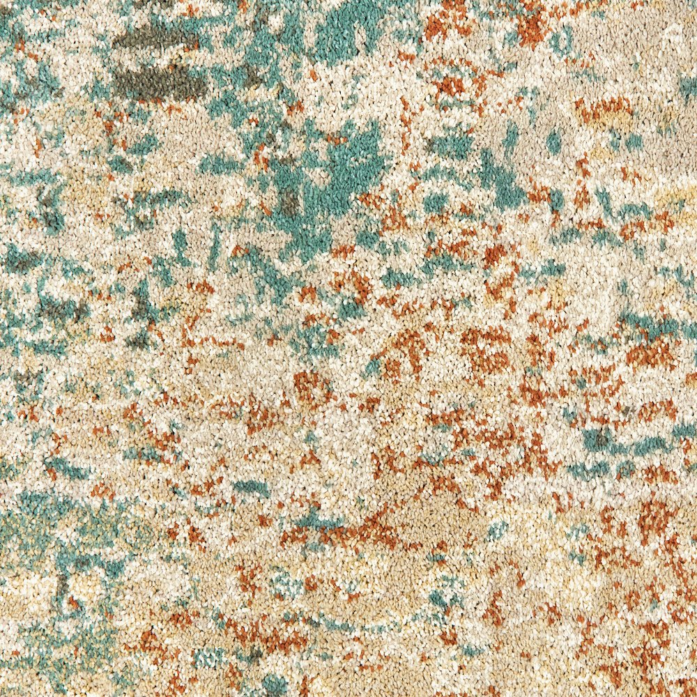 Carson 9654B Blue/ Orange Indoor Area Rug - 6'7" x 9'2"