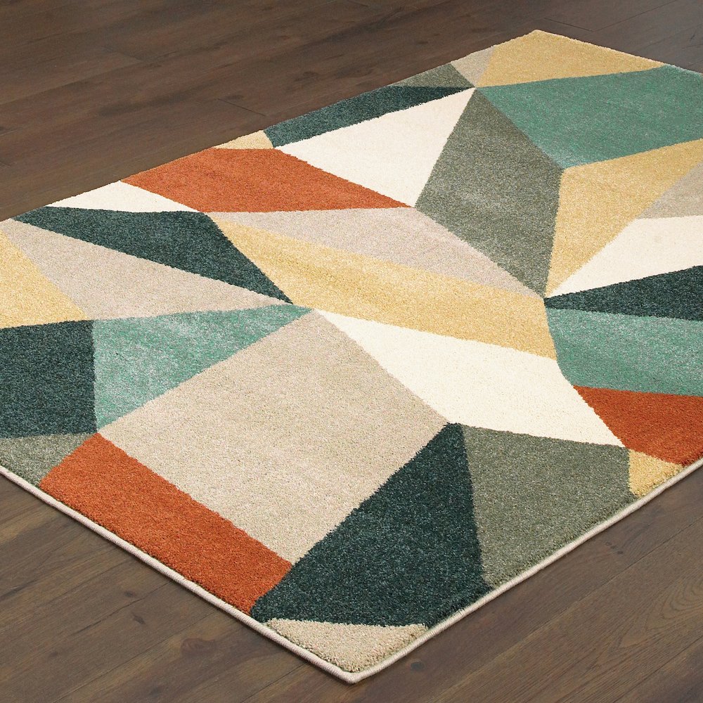 Carson 9659B Blue/ Orange Indoor Area Rug - 2' x 3'