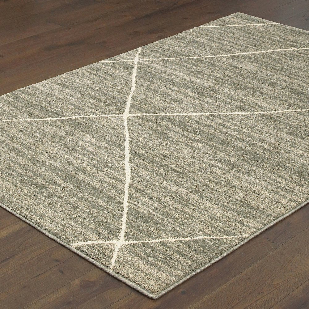 Carson 9661A Grey/ Ivory Indoor Area Rug - 2' x 3'
