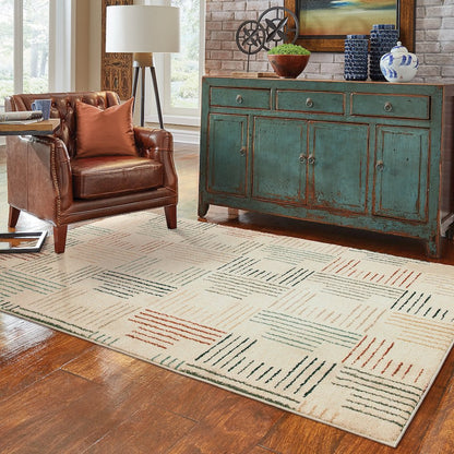 Carson 9663A Ivory/ Multi Indoor Area Rug - 2'3" x 7'6"