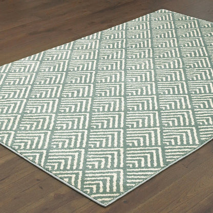 Carson 9667C Blue/ Ivory Indoor Area Rug - 9'10" x 12'10"