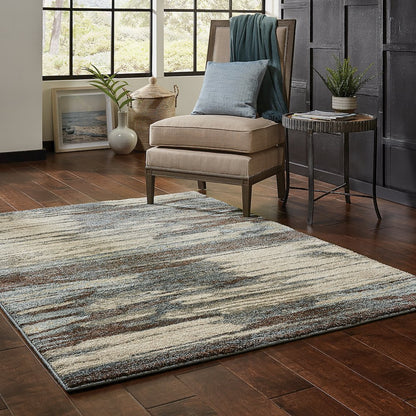 Carson 9675A Blue/ Brown Indoor Area Rug - 2' x 3'
