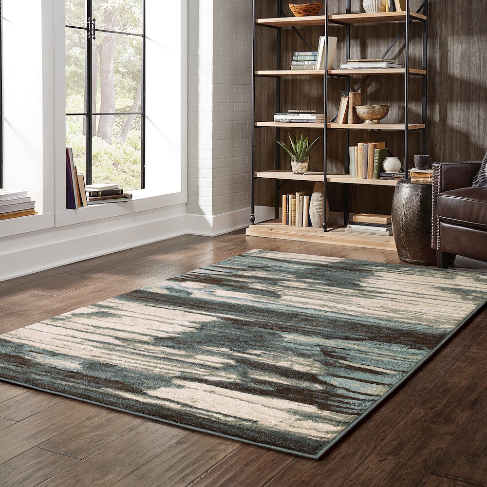 Carson 9675A Blue/ Brown Indoor Area Rug - 2' x 3'