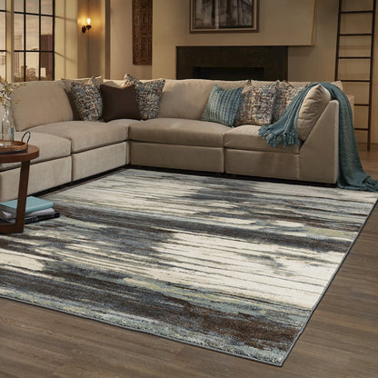 Carson 9675A Blue/ Brown Indoor Area Rug - 2' x 3'