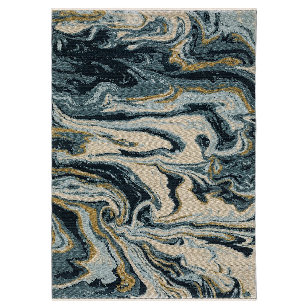 Runner Contemporary Rug Made of Polyester, Blue color