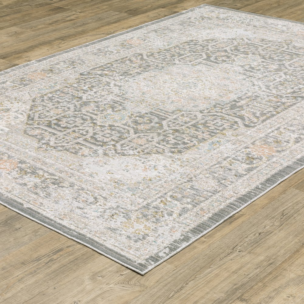 Cavett CAV02 Grey/ Orange Indoor Area Rug - 6'7" x 9'6"