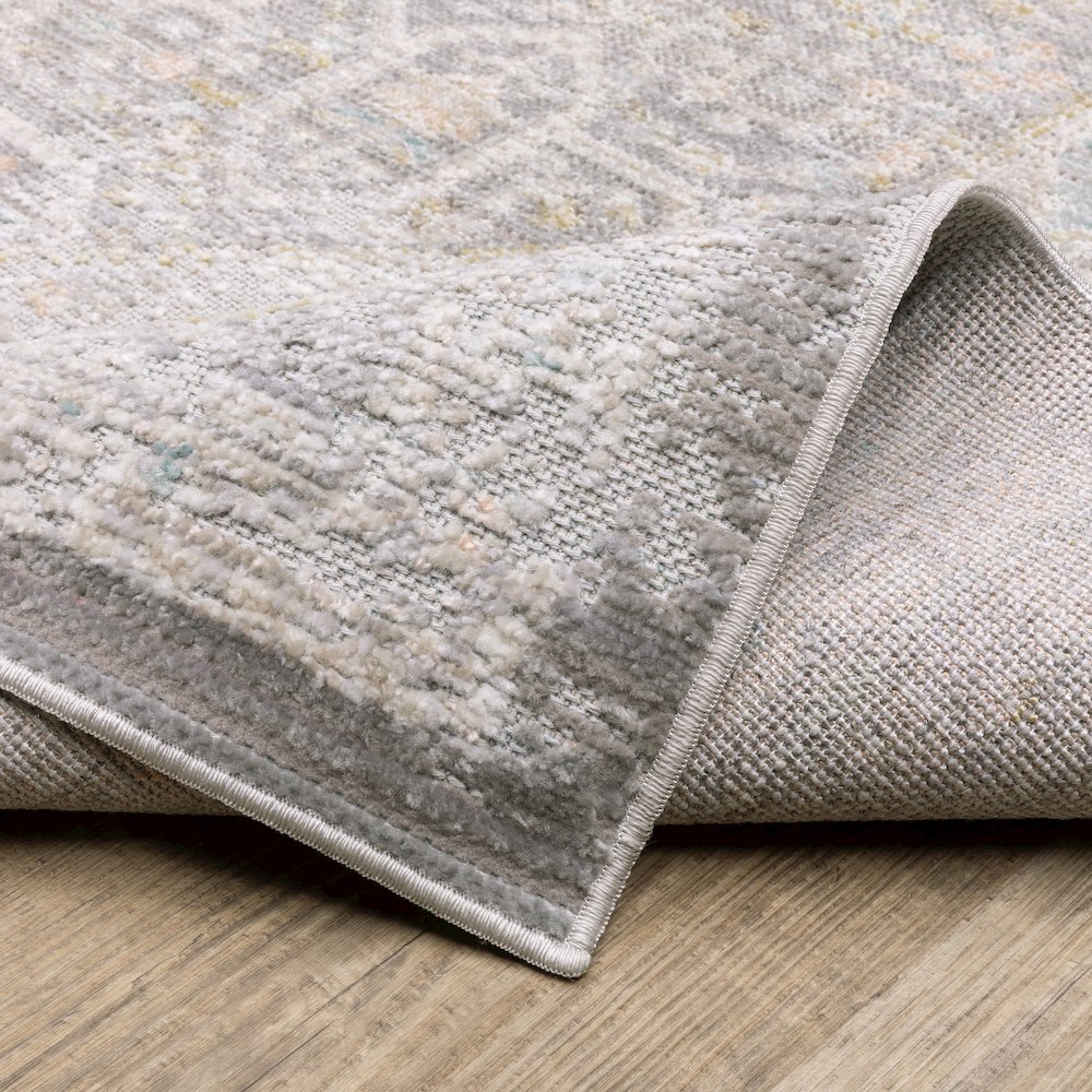 Cavett CAV02 Grey/ Orange Indoor Area Rug - 9'10" x 13'