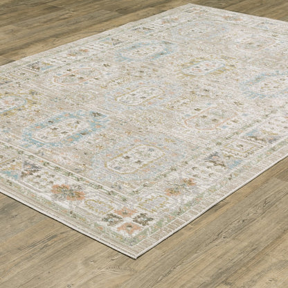 Cavett CAV04 Beige/ Blue Indoor Area Rug - 6'7" x 9'6"