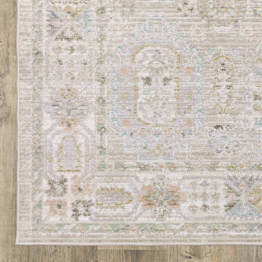 Cavett CAV04 Beige/ Blue Indoor Area Rug - 6'7" x 9'6"