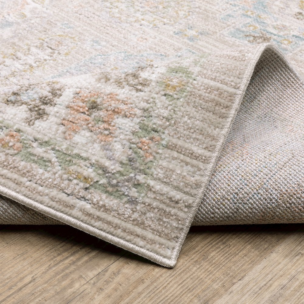 Cavett CAV04 Beige/ Blue Indoor Area Rug - 6'7" x 9'6"