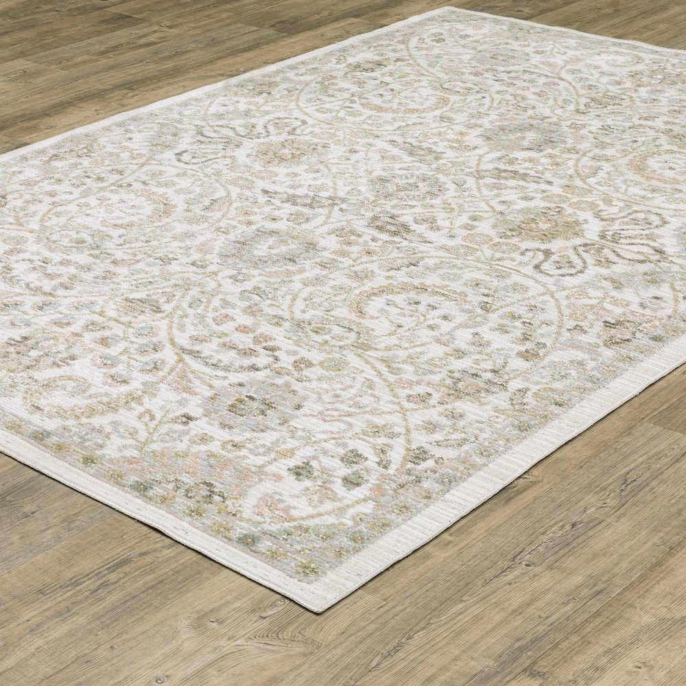 Cavett CAV05 Ivory/ Gold Indoor Area Rug - 6'7" x 9'6"