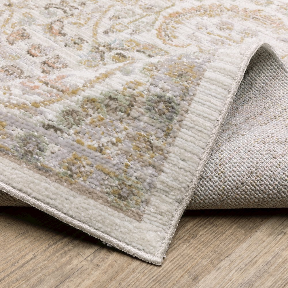 Cavett CAV05 Ivory/ Gold Indoor Area Rug - 6'7" x 9'6"