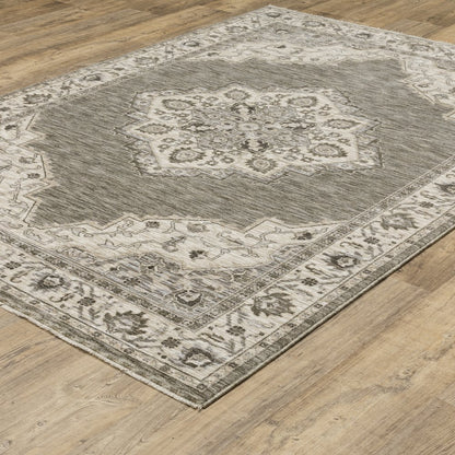 Chamberlain CH05A Grey/ Beige Indoor Area Rug - 3'3" x 5'