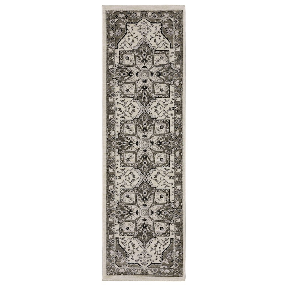Chamberlain CH09A Ivory/ Grey Indoor Area Rug - 2'3" x 7'6"