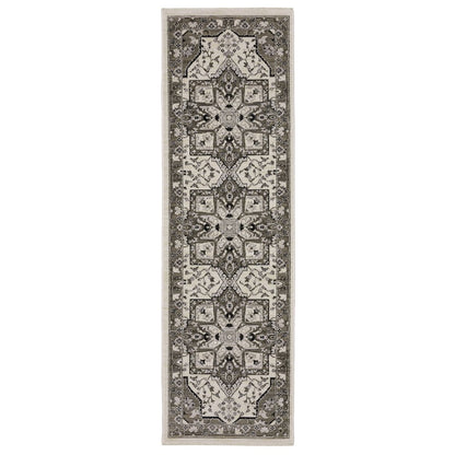 Chamberlain CH09A Ivory/ Grey Indoor Area Rug - 2'3" x 7'6"