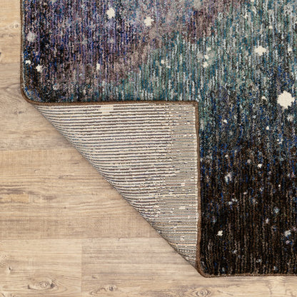 Evolution 0958A Midnight/ Purple Indoor Area Rug - 2'3" x 8'