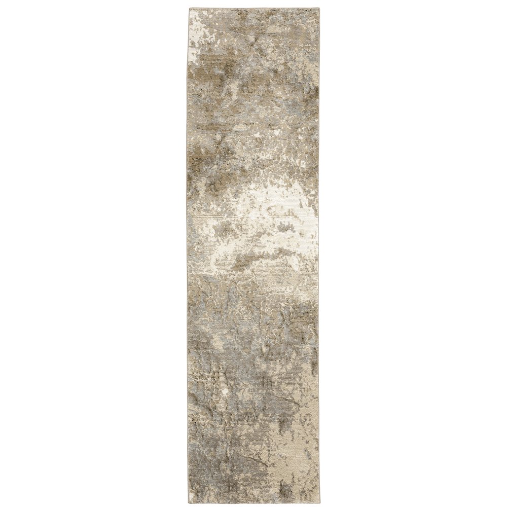 Evolution 0960A Beige/ Grey Indoor Area Rug - 2'6" x 12'